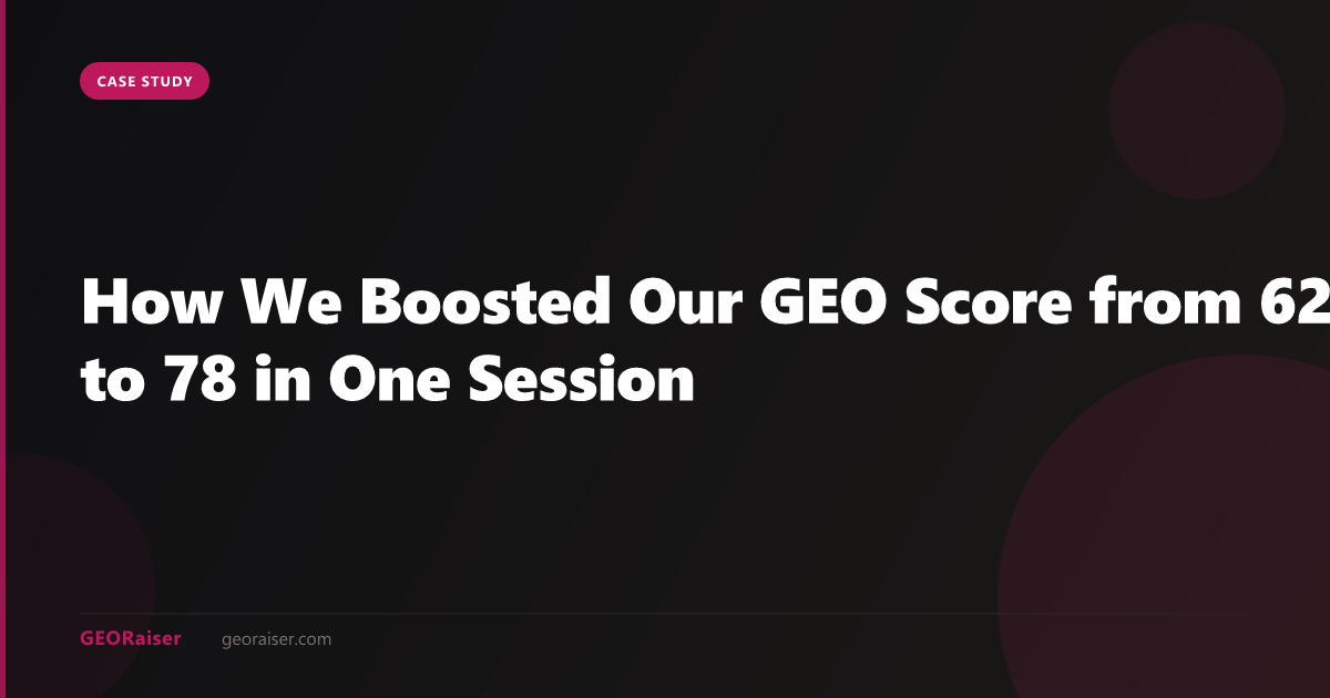 How We Boosted Our GEO Score from 62 to 78 in One Session